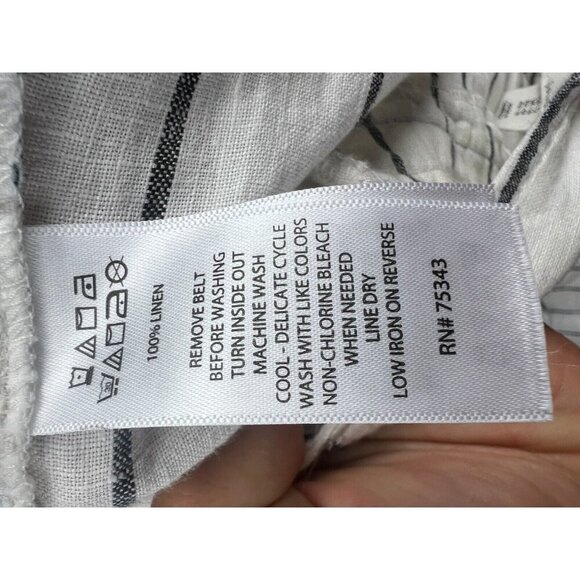 Joie 100% Linen Pants Women's 12 Beige Striped Belted Wide Leg NWT - Picture 10 of 10